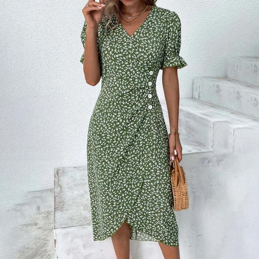 Casual Summer Irregular Summer Daily Dresses-Dresses-Green-S-Free Shipping Leatheretro