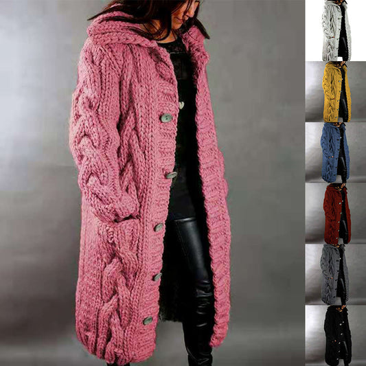 Women Winter Knitted Cardigan Overcoats-Shirts & Tops-Pink-S-Free Shipping Leatheretro