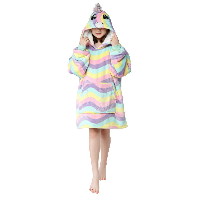 Unicorn Design Velvet Lazy Throw Blanket Sleepwear for Kids-Blankets-C-Free Shipping Leatheretro