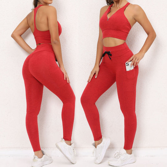 Sexy Drawstring Elastic Sports Yoga Suits for Women-Activewear-Black-S-Free Shipping Leatheretro