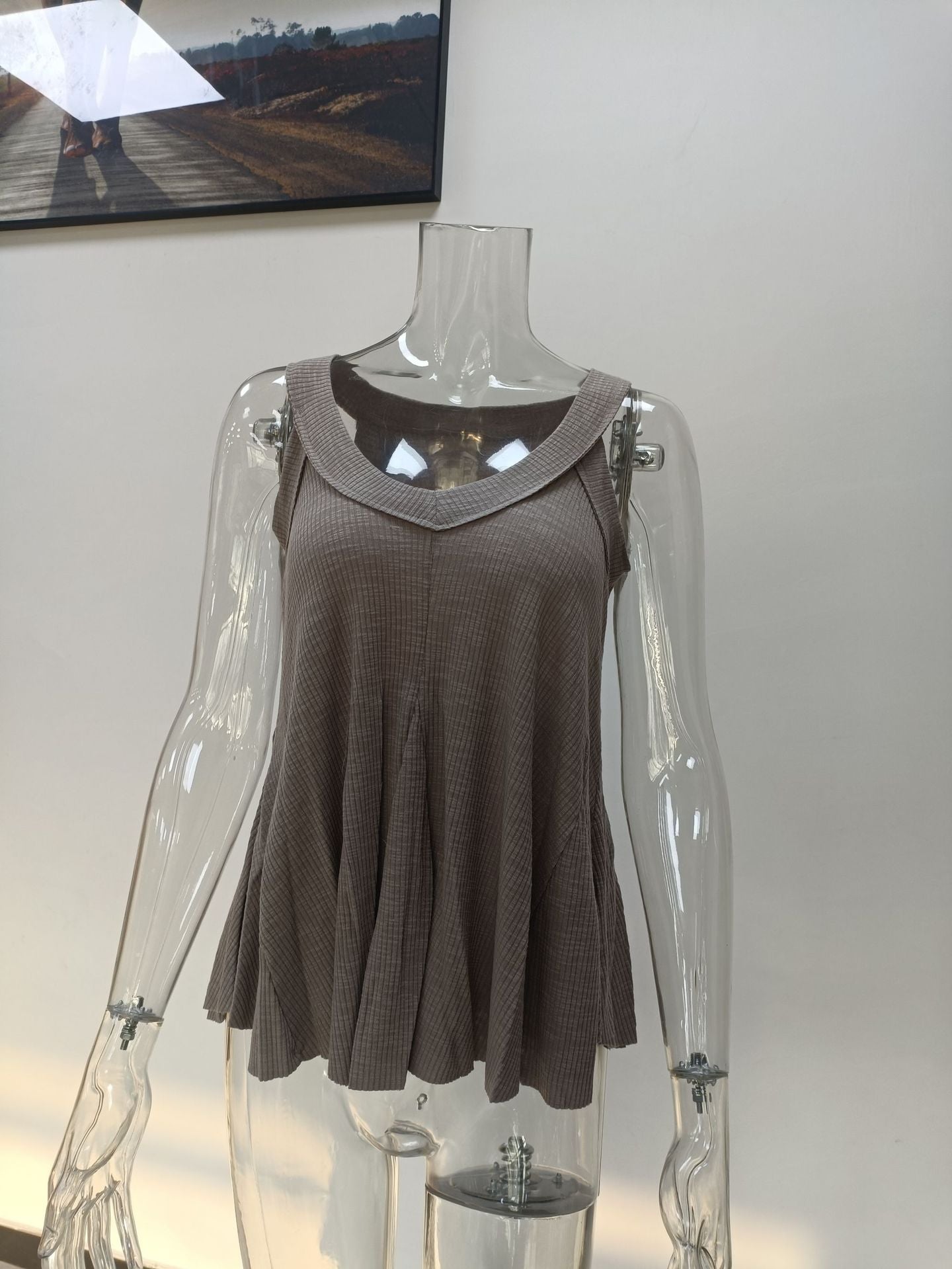 Sexy V Neck Cotton Sleeveless Tank Tops-Shirts & Tops-Gray-S-Free Shipping Leatheretro