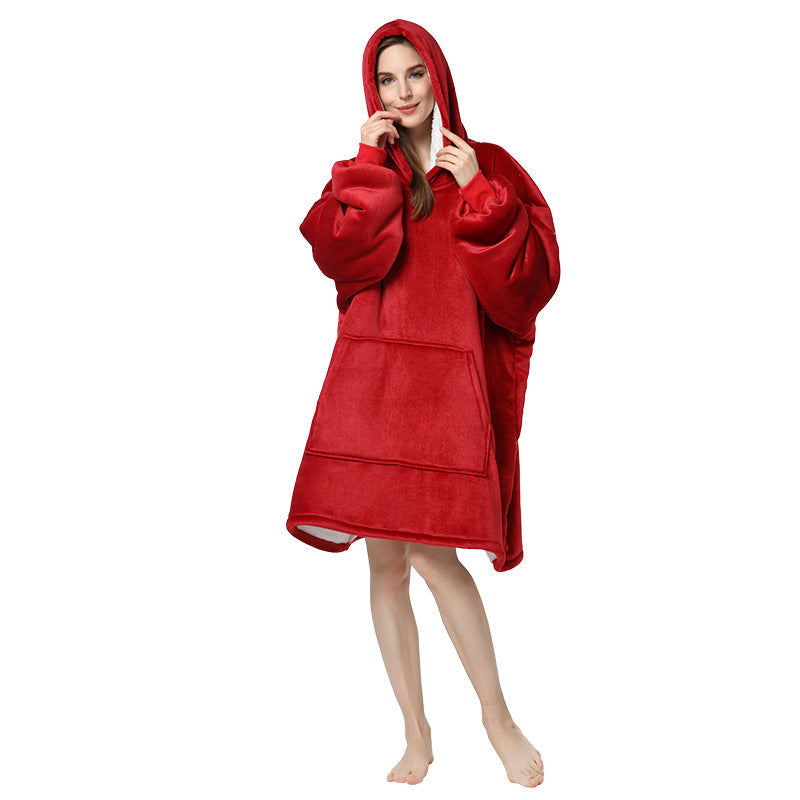 Plus Sizes Warm Hoodies Sleepwear for Couple-Blankets-Dark Red-One Size-Free Shipping Leatheretro