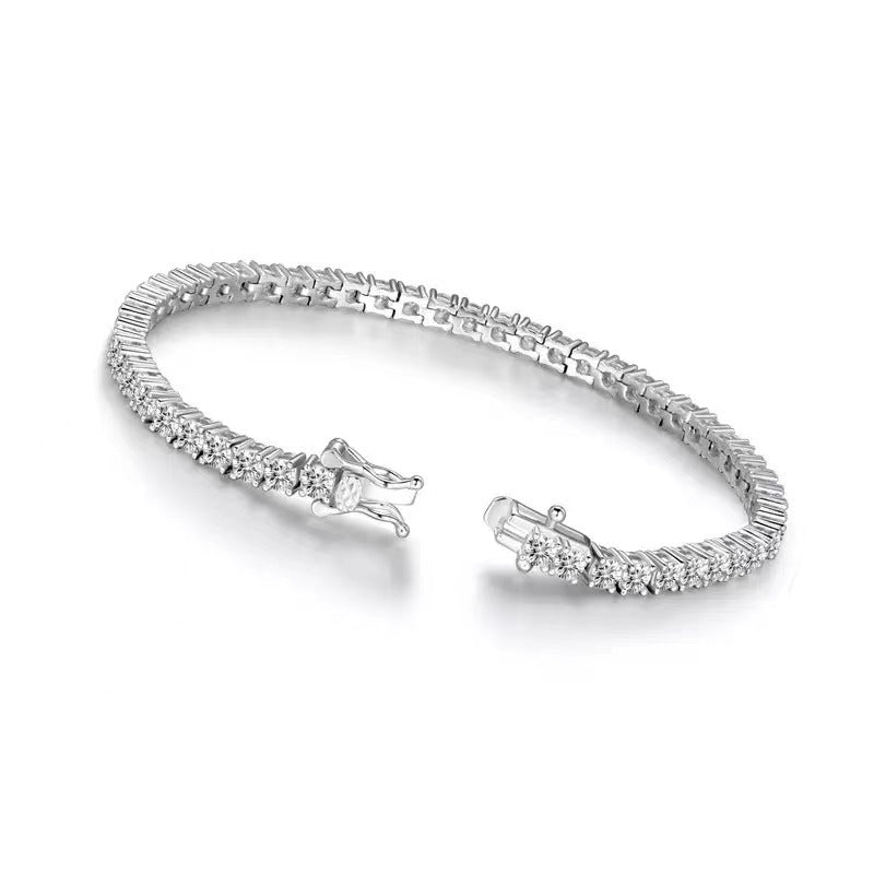 Sterling Silver Fashion Zircon Bracelets-Bracelets-Length-16.5cm-Free Shipping Leatheretro