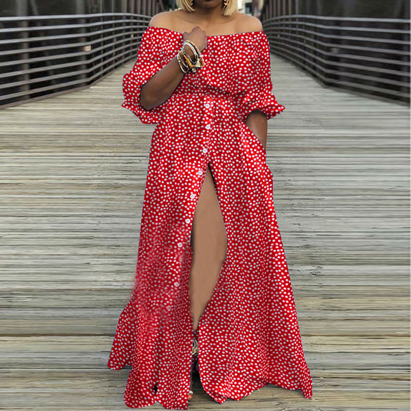 Sexy Off The Shoulder Long Maxi Dresses-Dresses-Red Dot-S-Free Shipping Leatheretro