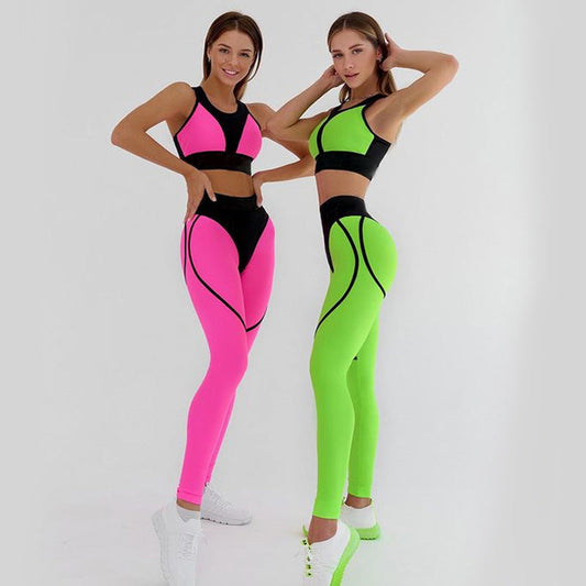 Sexy Halter High Waist Two Pieces Yoga Sets for Women-Activewear-Green-S-Free Shipping Leatheretro