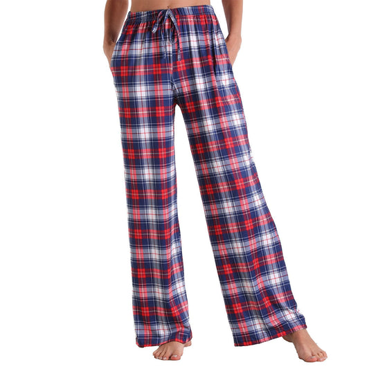 Causal Plaid Women Pajamas Pants Elastic Cord-Pajamas-3011-S-Free Shipping Leatheretro