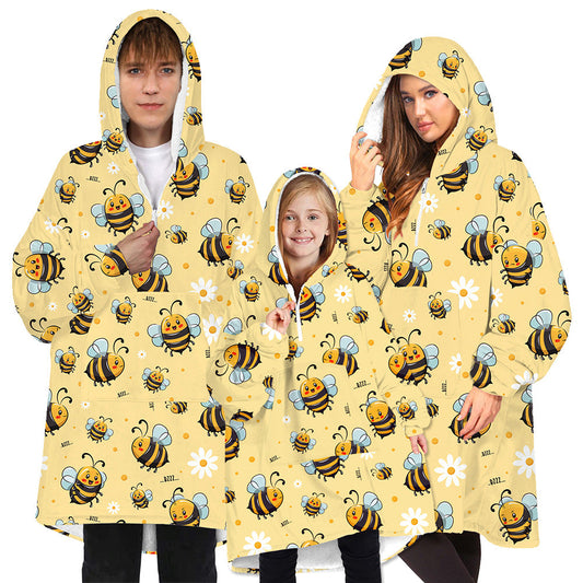 Soft Bee Print Lazy Wearable Watching TV Blanket-Blankets-BWQM-TWQM015-Adult-One Size-Free Shipping Leatheretro