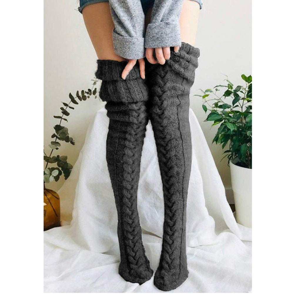 Winter Warm Overknee Long Socks-Holiday Stockings-Dark Gray-75cm-Free Shipping Leatheretro