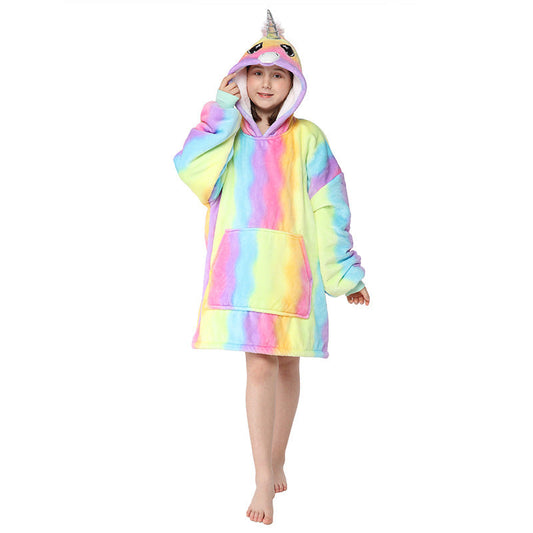 Unicorn Design Velvet Lazy Throw Blanket Sleepwear for Kids-Blankets-A-Free Shipping Leatheretro