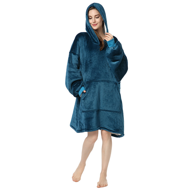 Plus Sizes Warm Hoodies Sleepwear for Couple-Blankets-Blue-1-One Size-Free Shipping Leatheretro