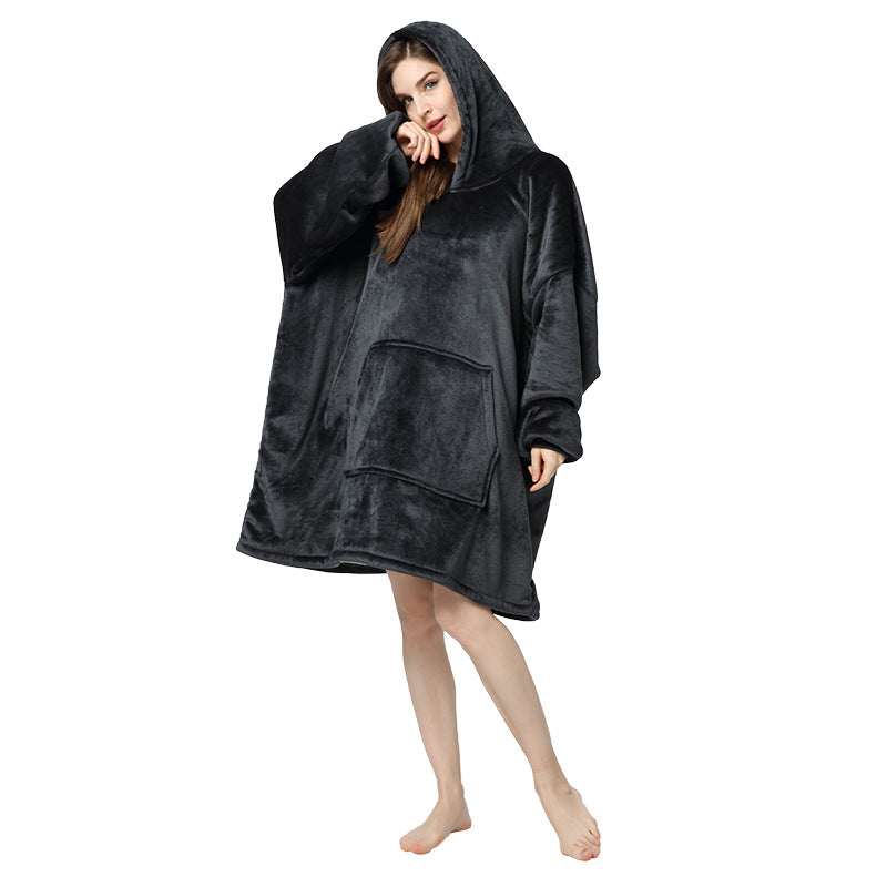 Plus Sizes Warm Hoodies Sleepwear for Couple-Blankets-Black-One Size-Free Shipping Leatheretro