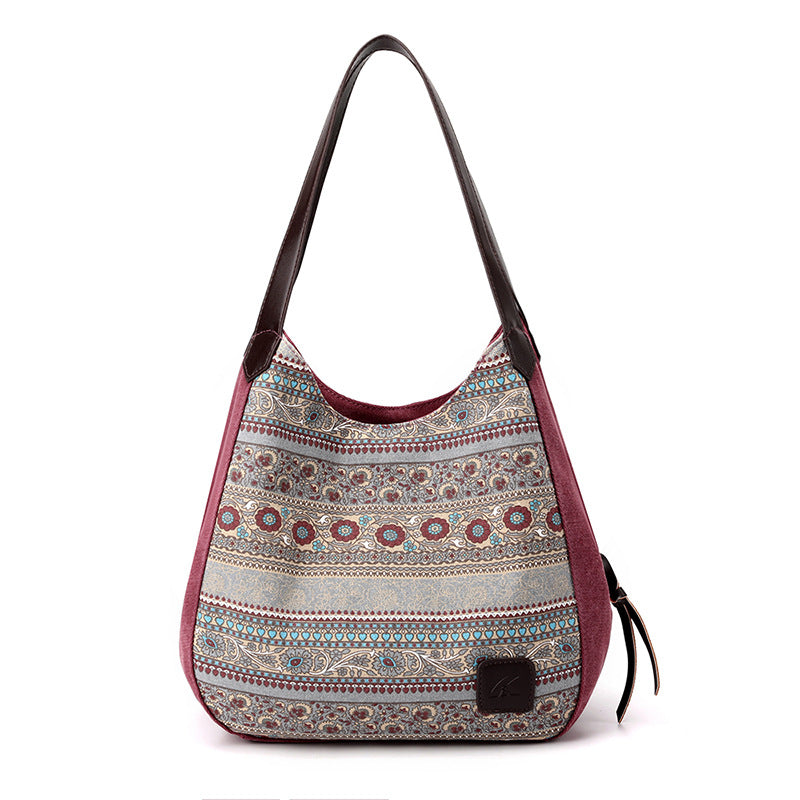 Boho Style Canvas Tote Handbags for Women 1677-Handbags-Purple-Free Shipping Leatheretro