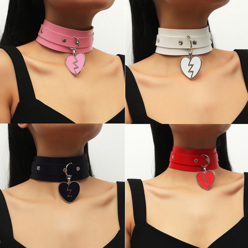 Sweetheart Design PU Leather Clavicle Chain-Necklaces-Red-Free Shipping Leatheretro