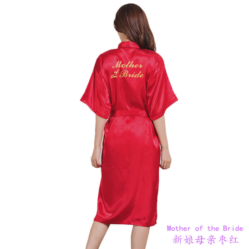 Sexy Satin Mother of Bride Wedding Women Long Night Gown-Sleepwear & Loungewear-Red-M-Free Shipping Leatheretro