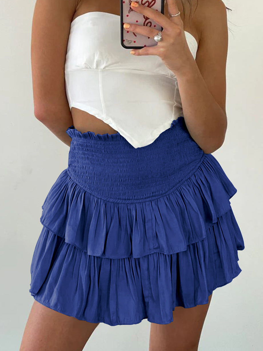 Fashion Summer Ruffled Mini Skirts for Women-Skirts-Navy Blue-S-Free Shipping Leatheretro