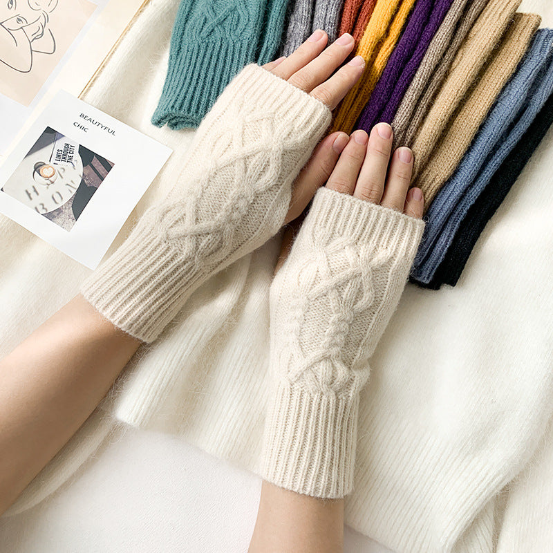 2 pairs/Set Winter Warm Knitted Gloves-Gloves & Mittens-Ivory-One Size-Free Shipping Leatheretro