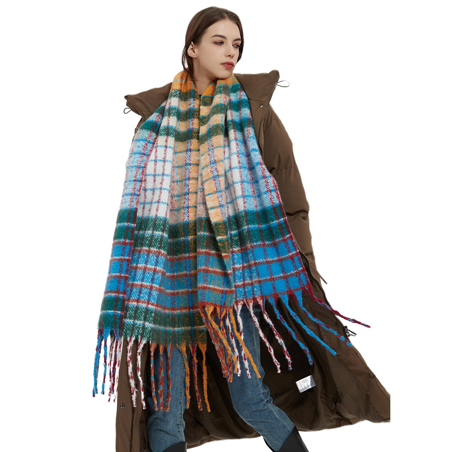Casual Rainbow Print Winter Warm Shawl Scarves-Scarves & Shawls-The same as picture-Free Shipping Leatheretro