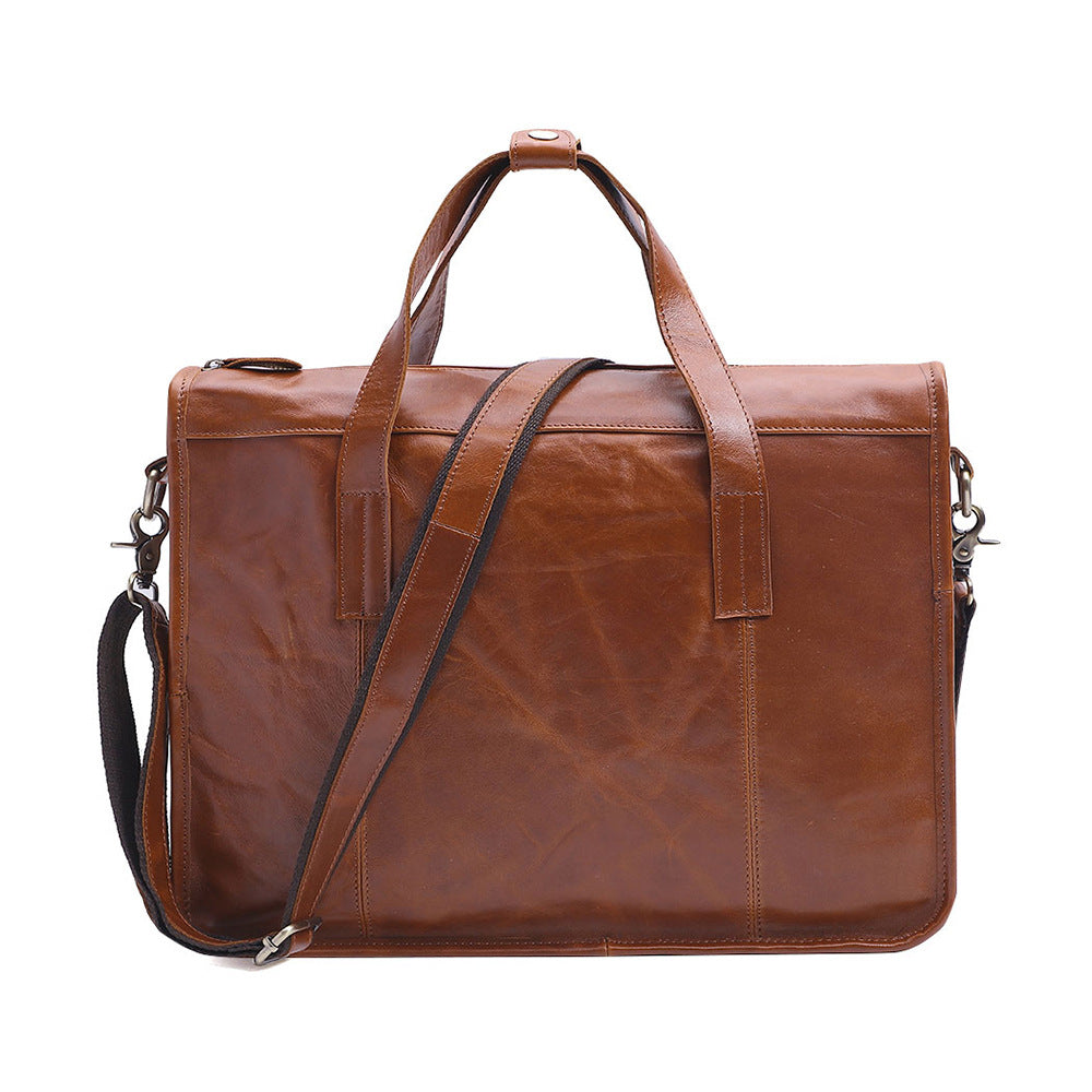 Simple Vintage Leather Business Briefcase J6495-Leateher Briefcase-Brown-Free Shipping Leatheretro