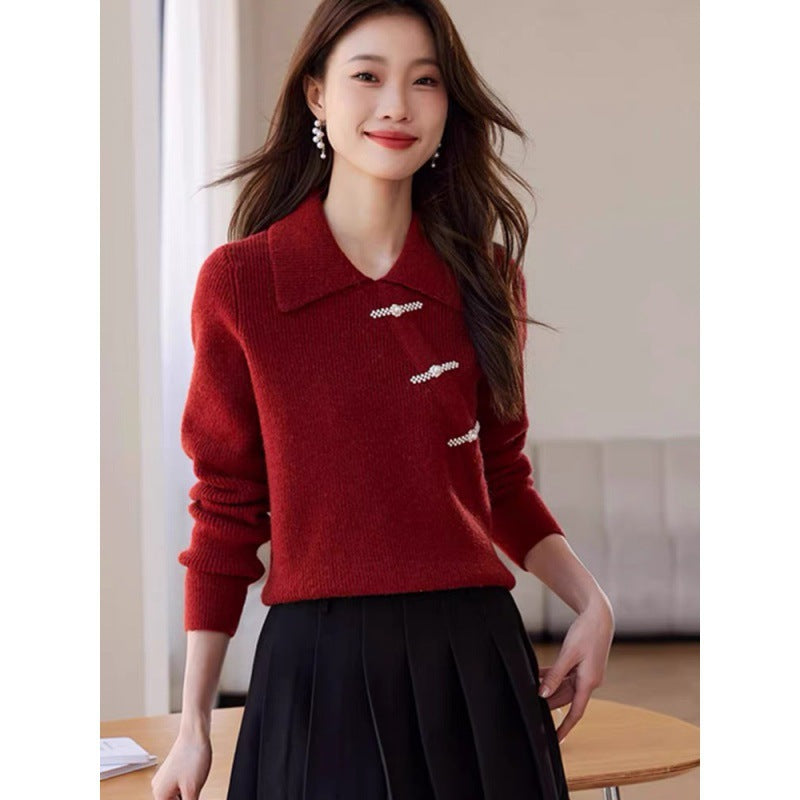 Elegant Christmas Red Vintage Sweaters-Coats & Jackets-Red-S-Free Shipping Leatheretro