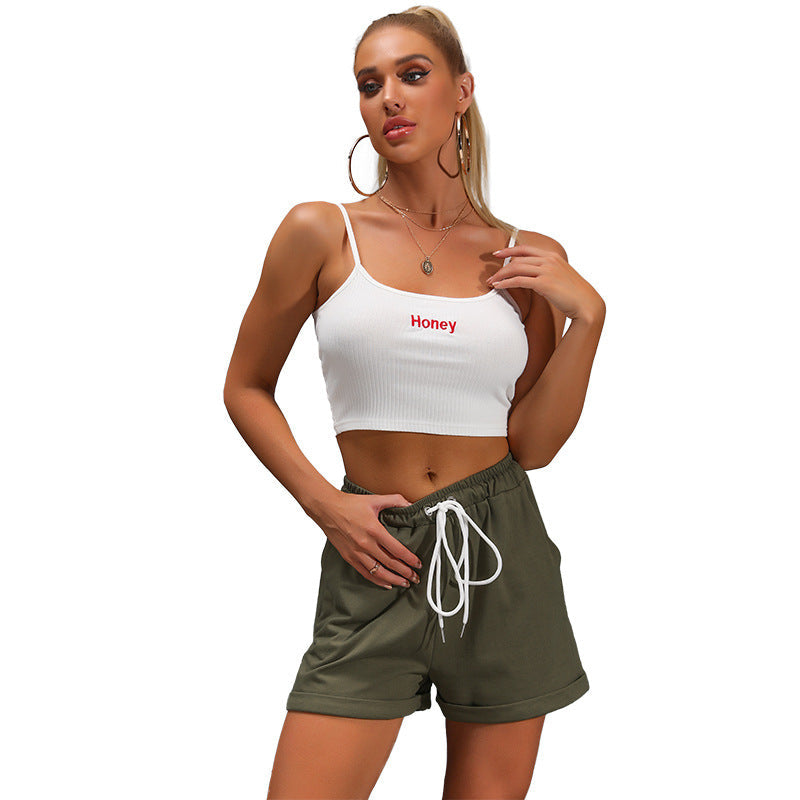 Casual High Waist Green Women Short Pants-Pants-Army Green-S-Free Shipping Leatheretro