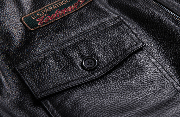 Winter Warm Sheep Skin Short Jackets for Men-Coats & Jackets-black polished-S-Free Shipping Leatheretro
