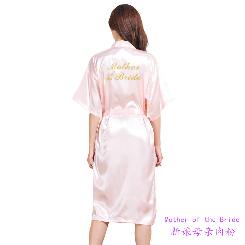Sexy Satin Mother of Bride Wedding Women Long Night Gown-Sleepwear & Loungewear-Pink-M-Free Shipping Leatheretro