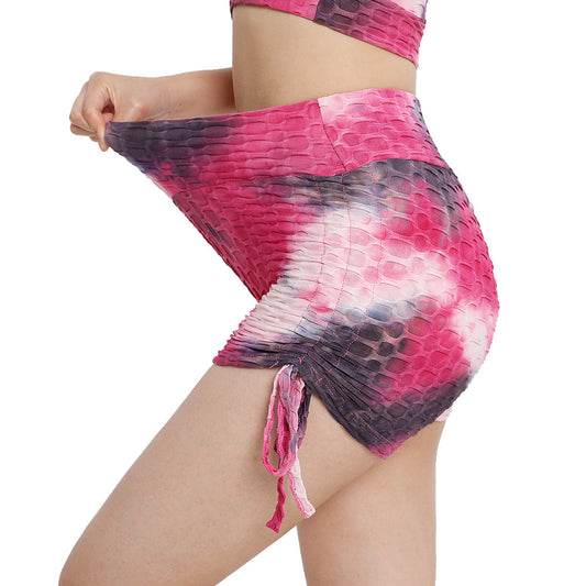 Sexy Dyed Women Yoga Sports Shorts-Activewear-Rose Red-S-Free Shipping Leatheretro
