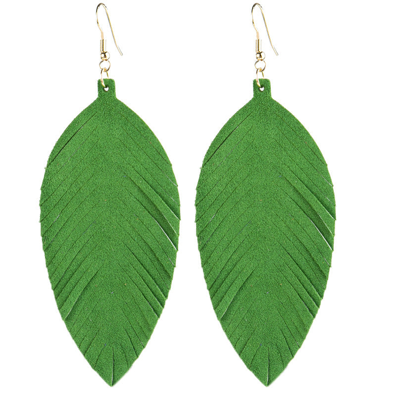Leaves Designed Tassels Pu Leather Women Earrings-Earrings-3#-Free Shipping Leatheretro