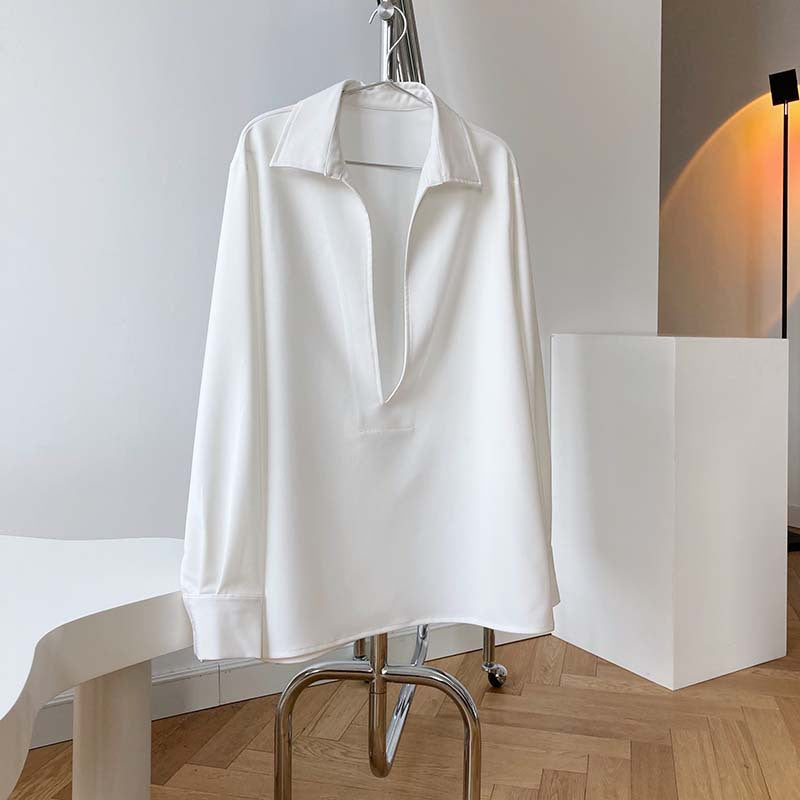 Designed Women Long Sleeves Shirts-Shirts & Tops-White-S-Free Shipping Leatheretro