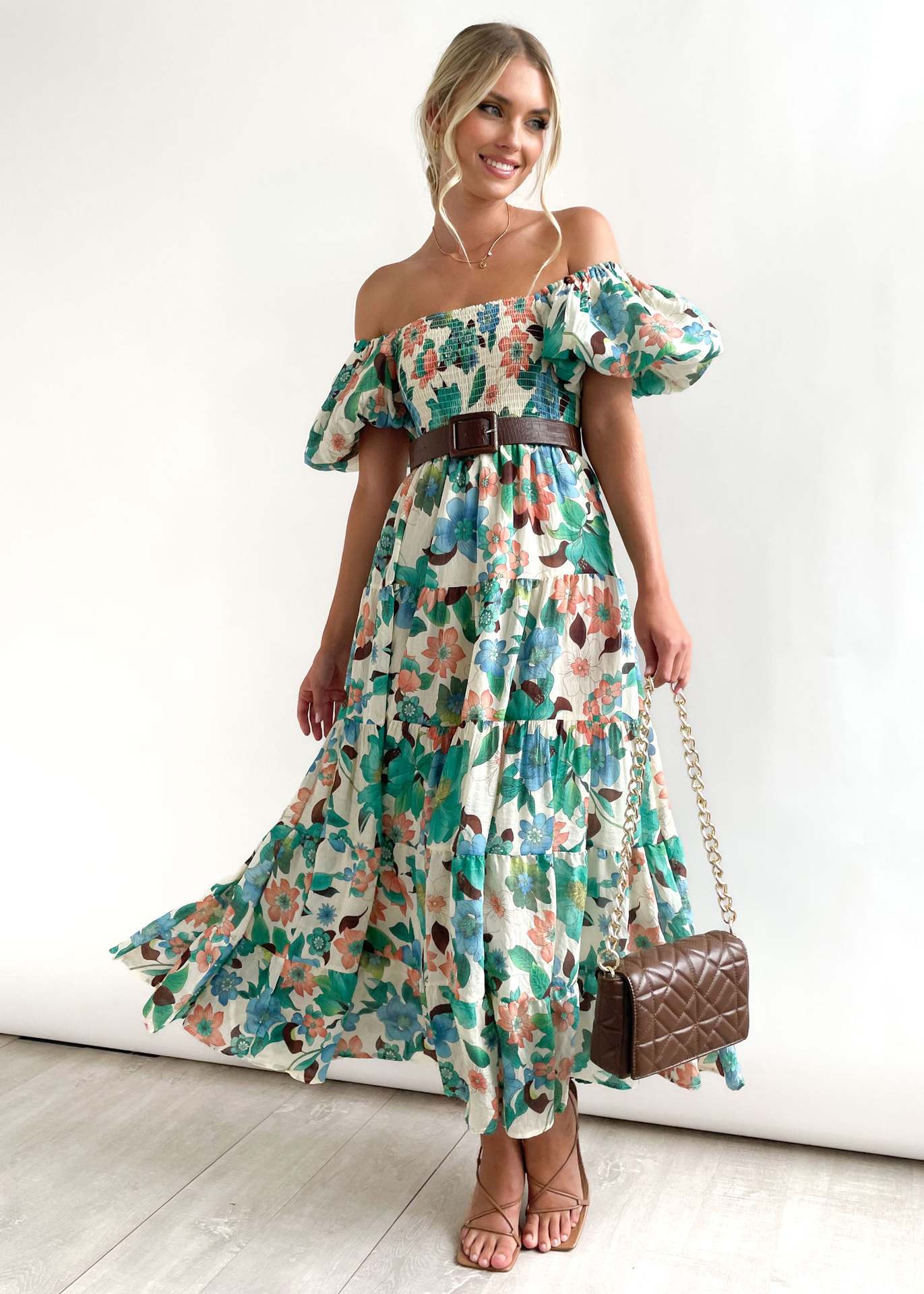 Casual Off The Shoulder Floral Print Long Dresses-Dresses-15-S-Free Shipping Leatheretro