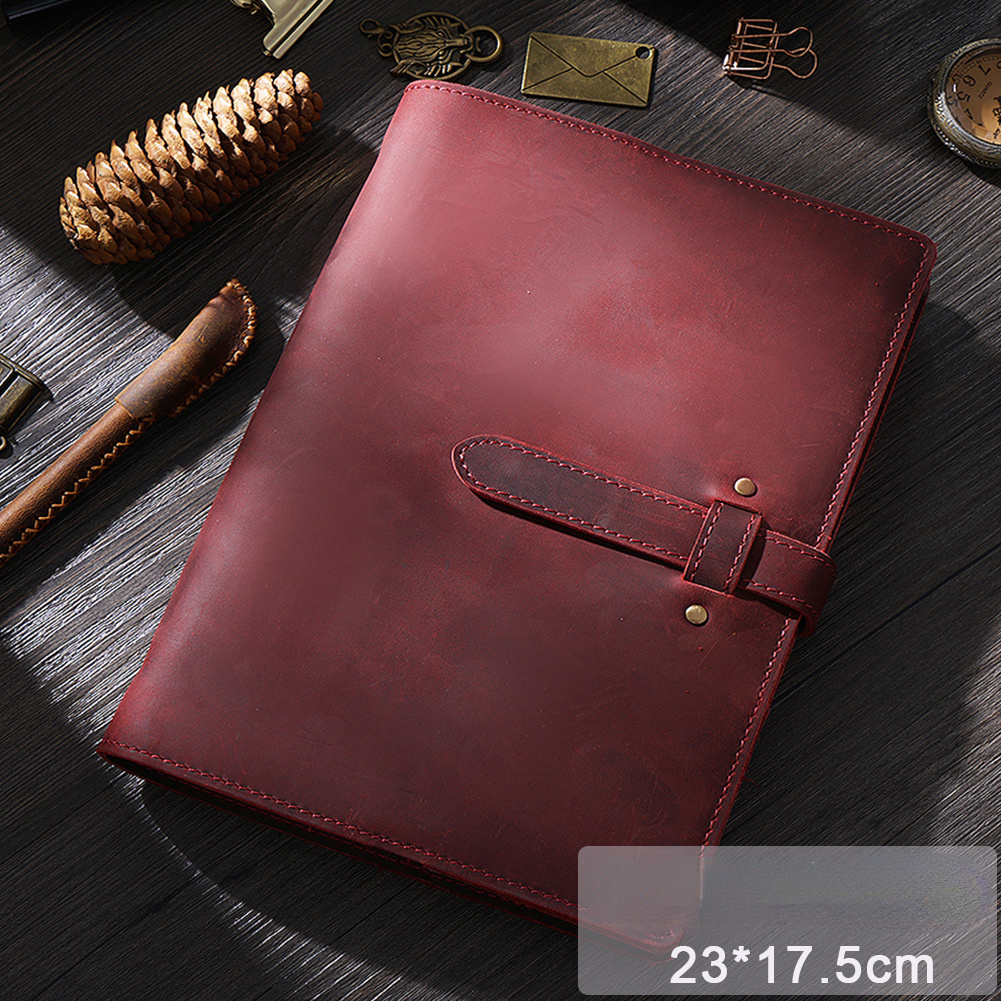 Vintage A5/A6 Sized 6 Ring Binder Leather Portfolio/Journal Book-Portfolios & Padfolios-Wine Red-A5-Free Shipping Leatheretro