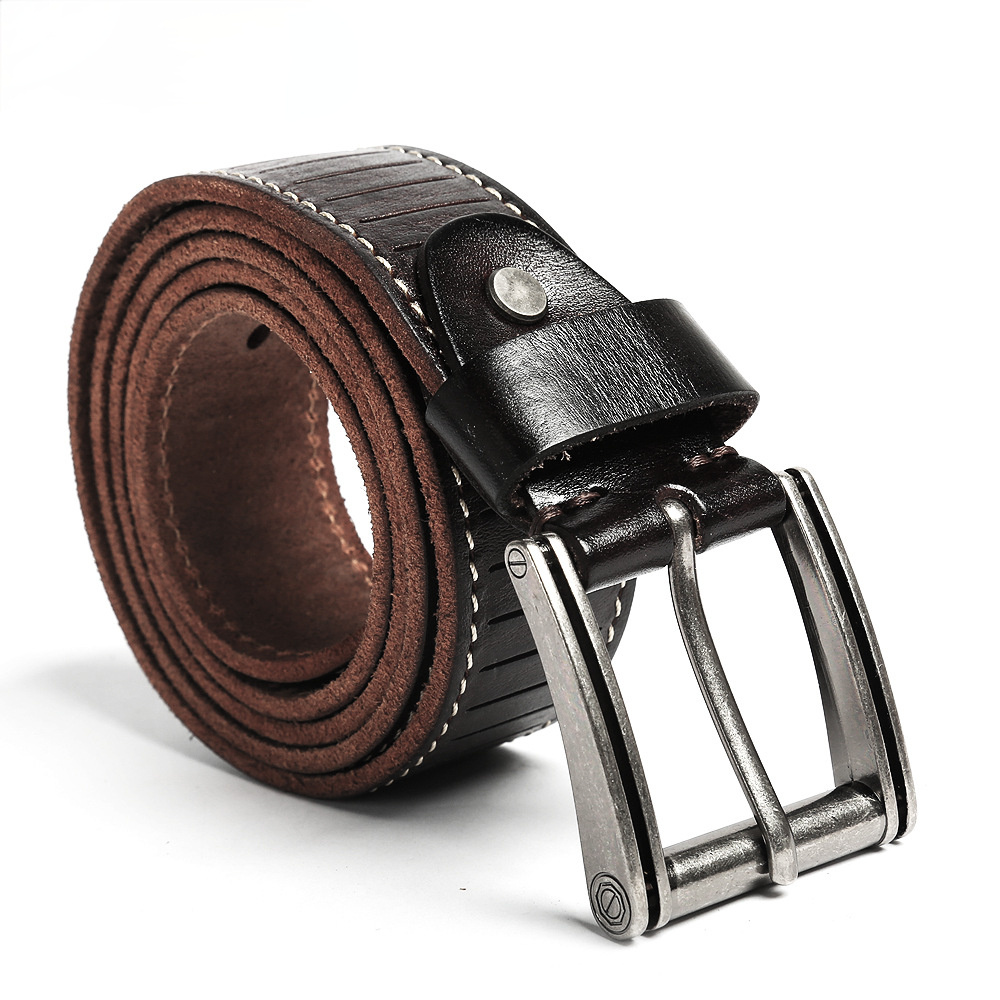 Handmade Leather Steel Buckles Men's Belt B010-Leather Belt-Coffee-Free Shipping Leatheretro