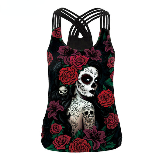 Summer 3d Human Skeleton Print Tank Tops for Women-Shirts & Tops-WB104-048-S-Free Shipping Leatheretro