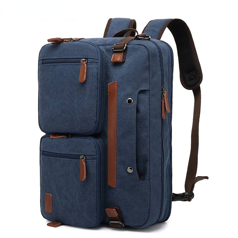 Multi Functional Waterproof Business Backpack for Men 10001-Backpacks-Canvas-Blue-15.6-Free Shipping Leatheretro