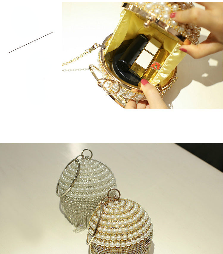 Fashion Round Shaped Evening Party Cosmetics Bags-Silver-Free Shipping Leatheretro