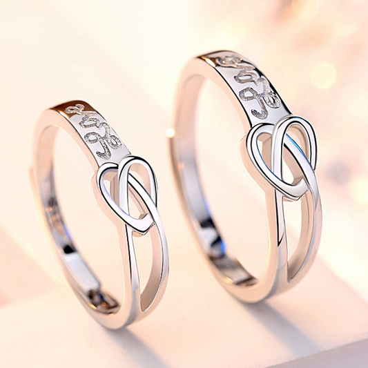 Tie The Knot Love Design Silver Couple Rings-Rings-Men-Open-end-Free Shipping Leatheretro