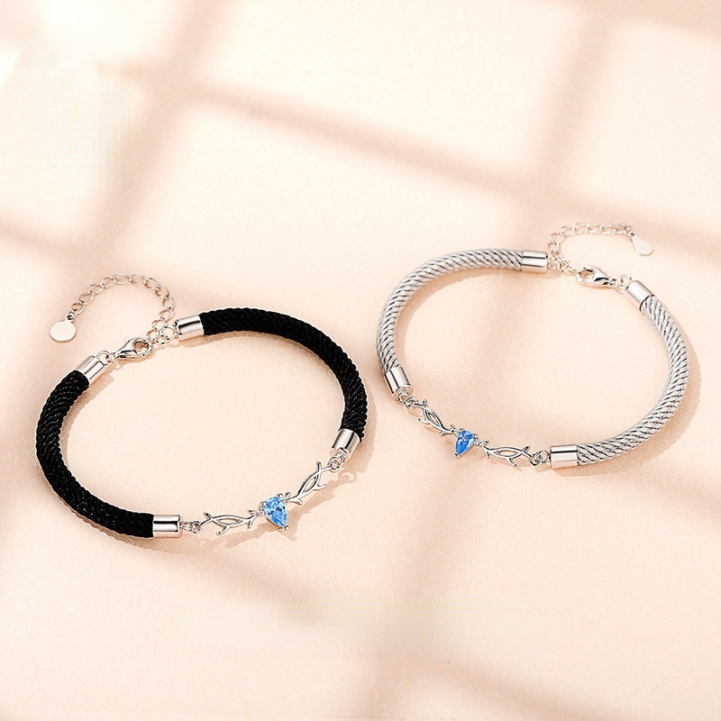 You Always Here Designed His and Hers Couple Silver Bracelets-Bracelets-White-Men-Free Shipping Leatheretro
