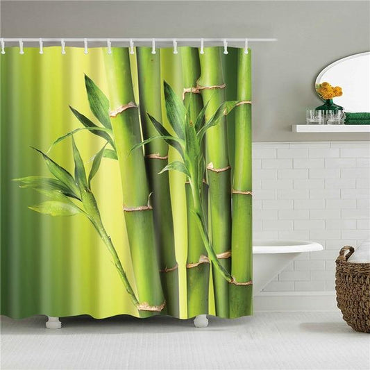 Bamboo Stalks Fabric Shower Curtain-Shower Curtains-180×180cm Shower Curtain Only-Free Shipping Leatheretro