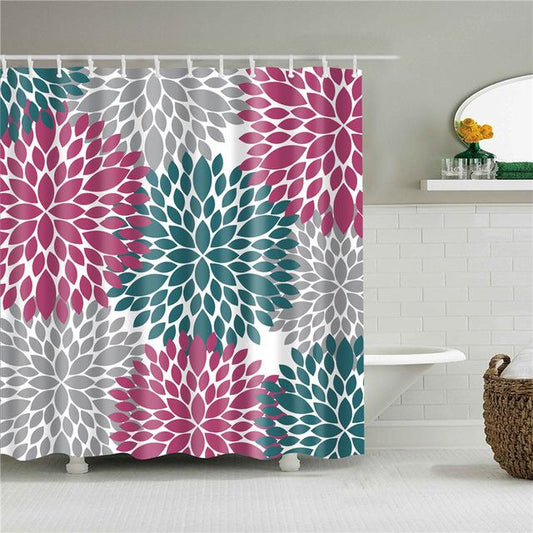 Lotus Design Fabric Shower Curtain-Shower Curtains-180×180cm Shower Curtain Only-Free Shipping Leatheretro