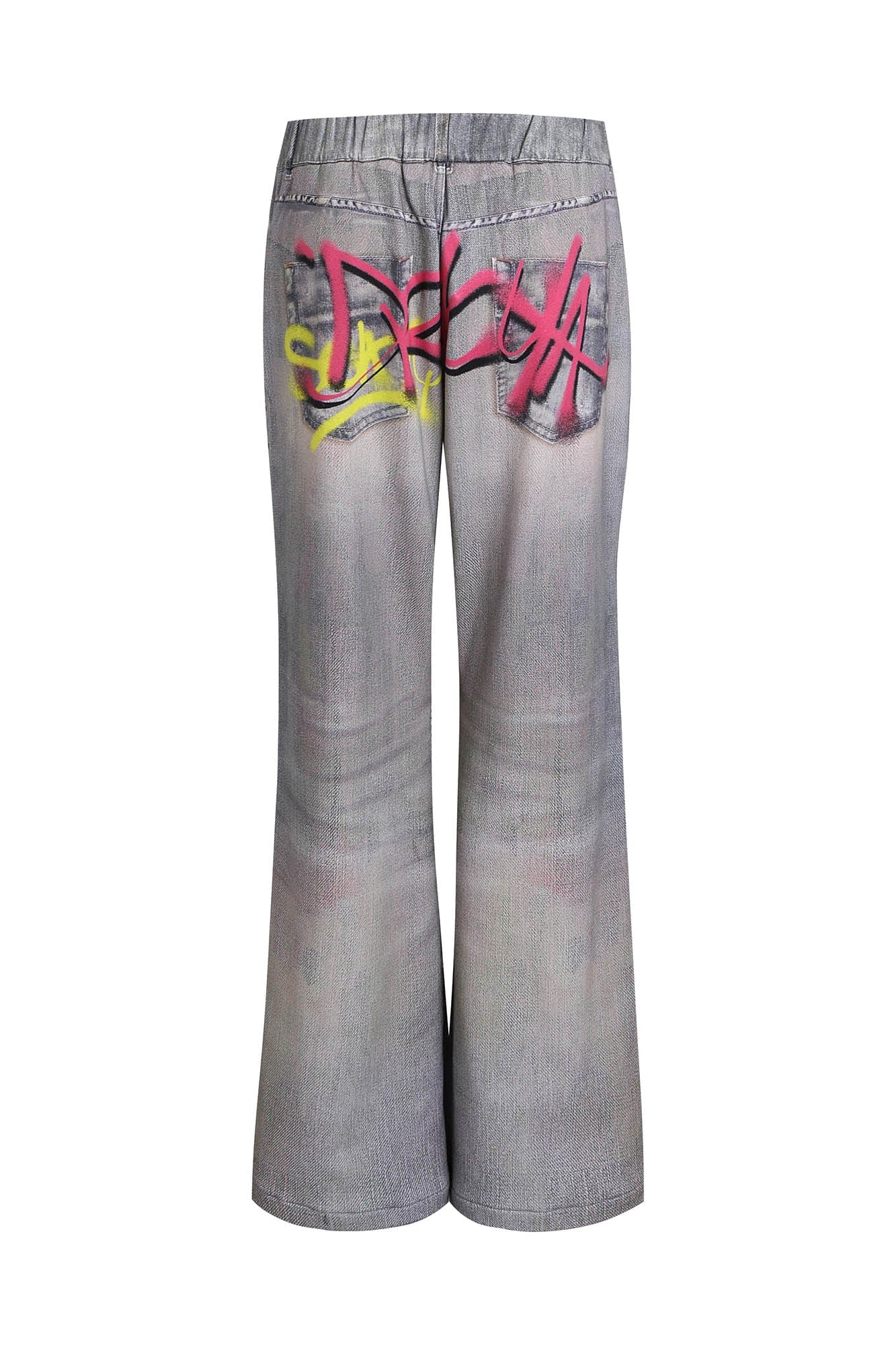 DND4DES×Faychui Distressed Graffiti Flared Pants-Pants-S-Free Shipping Leatheretro