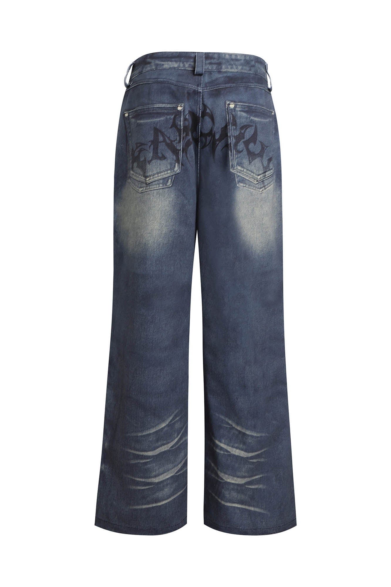 DND4DES×Faychui Acid Graphics Distressed Wide-Leg Jeans-Jeans-S-Free Shipping Leatheretro