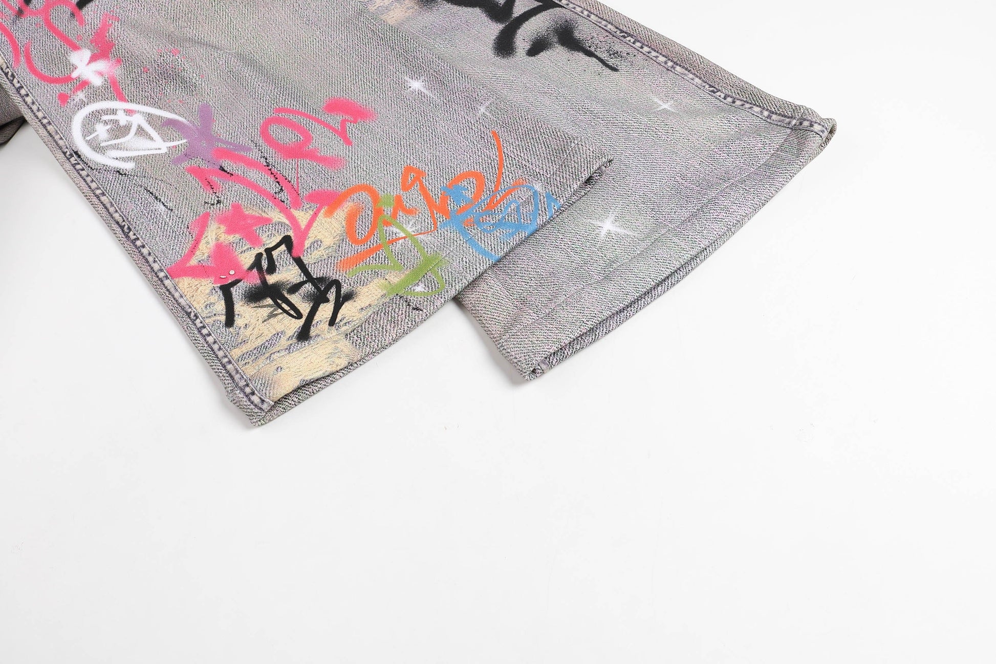 DND4DES×Faychui Distressed Graffiti Flared Pants-Pants-S-Free Shipping Leatheretro