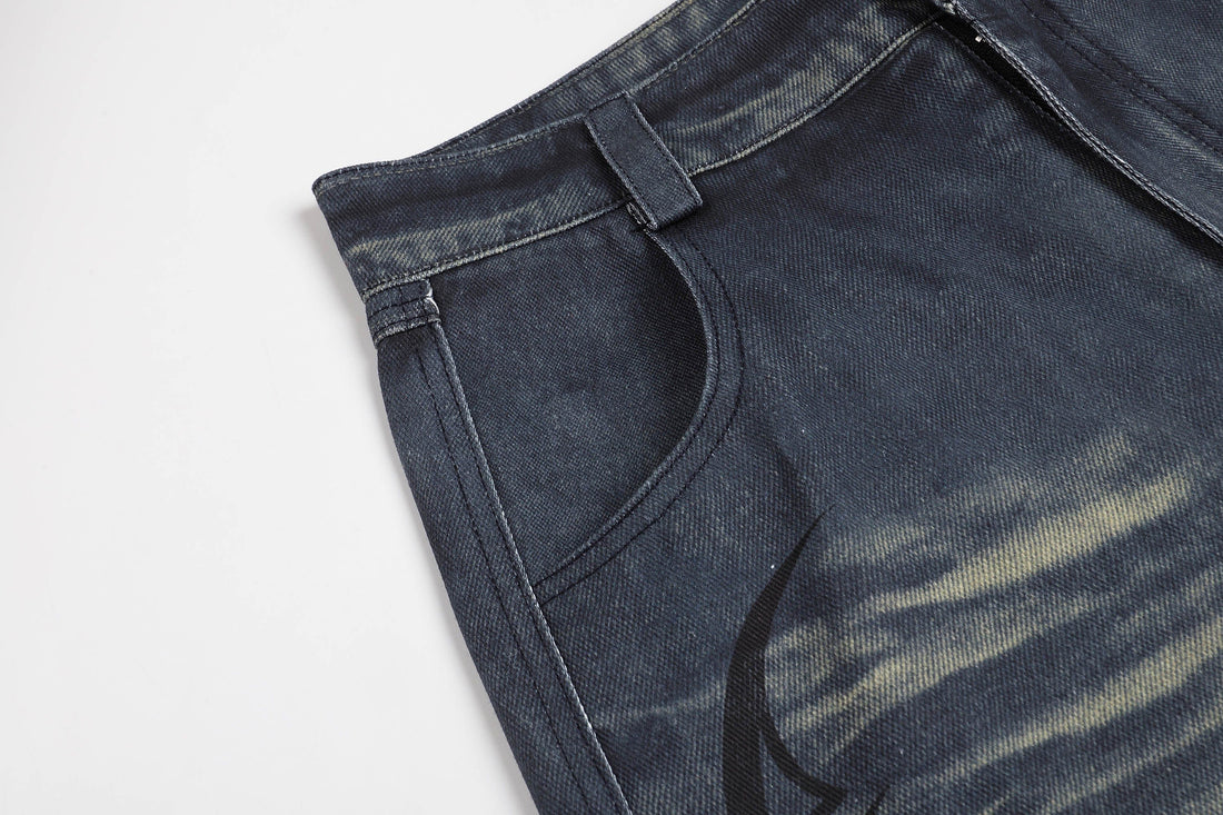 DND4DES×Faychui Acid Graphics Distressed Wide-Leg Jeans-Jeans-S-Free Shipping Leatheretro