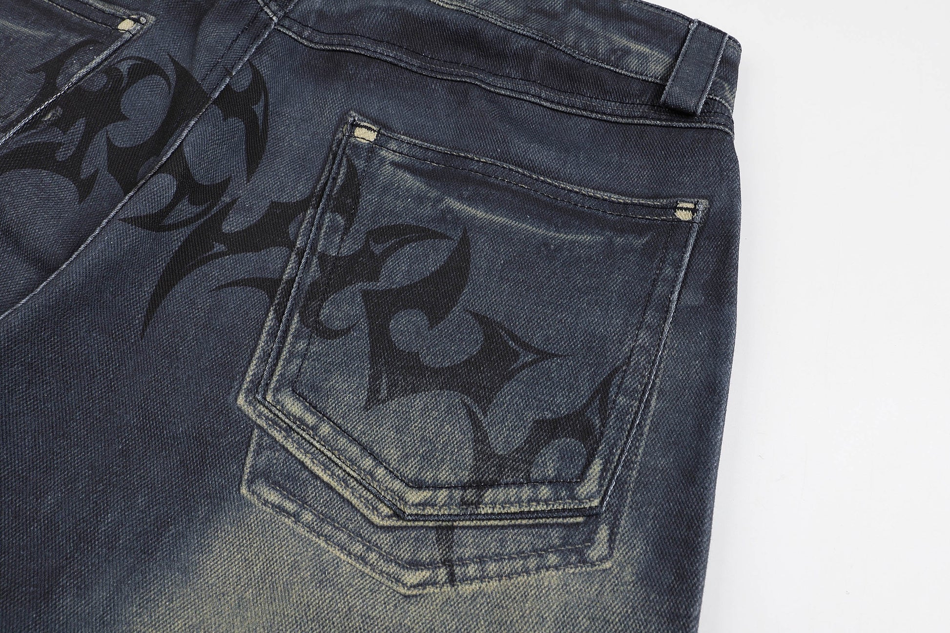 DND4DES×Faychui Acid Graphics Distressed Wide-Leg Jeans-Jeans-S-Free Shipping Leatheretro