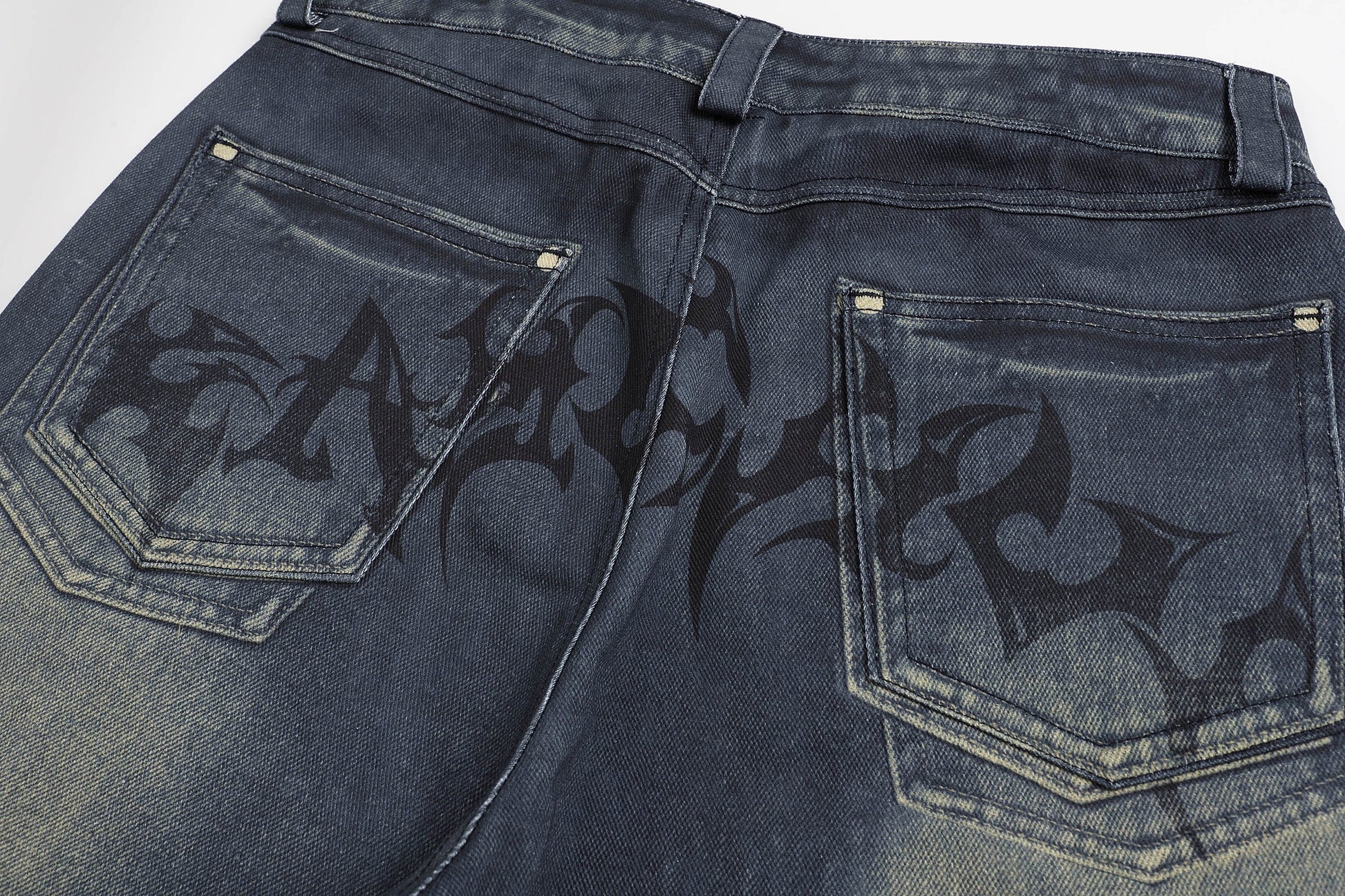 DND4DES×Faychui Acid Graphics Distressed Wide-Leg Jeans-Jeans-S-Free Shipping Leatheretro