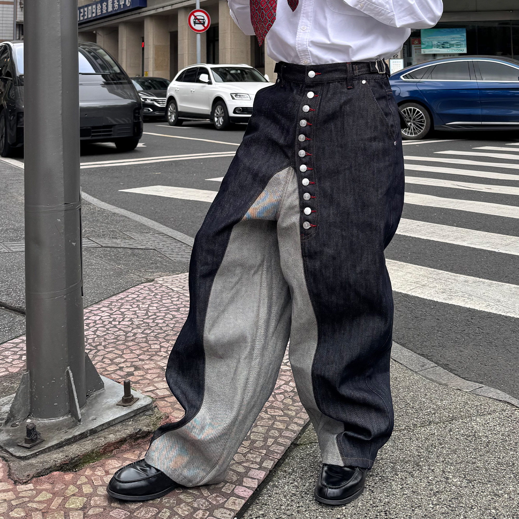 STEEPC Inverted Panel Snap-Fly Raw Jeans-Jeans-S (Preorder)-Free Shipping Leatheretro