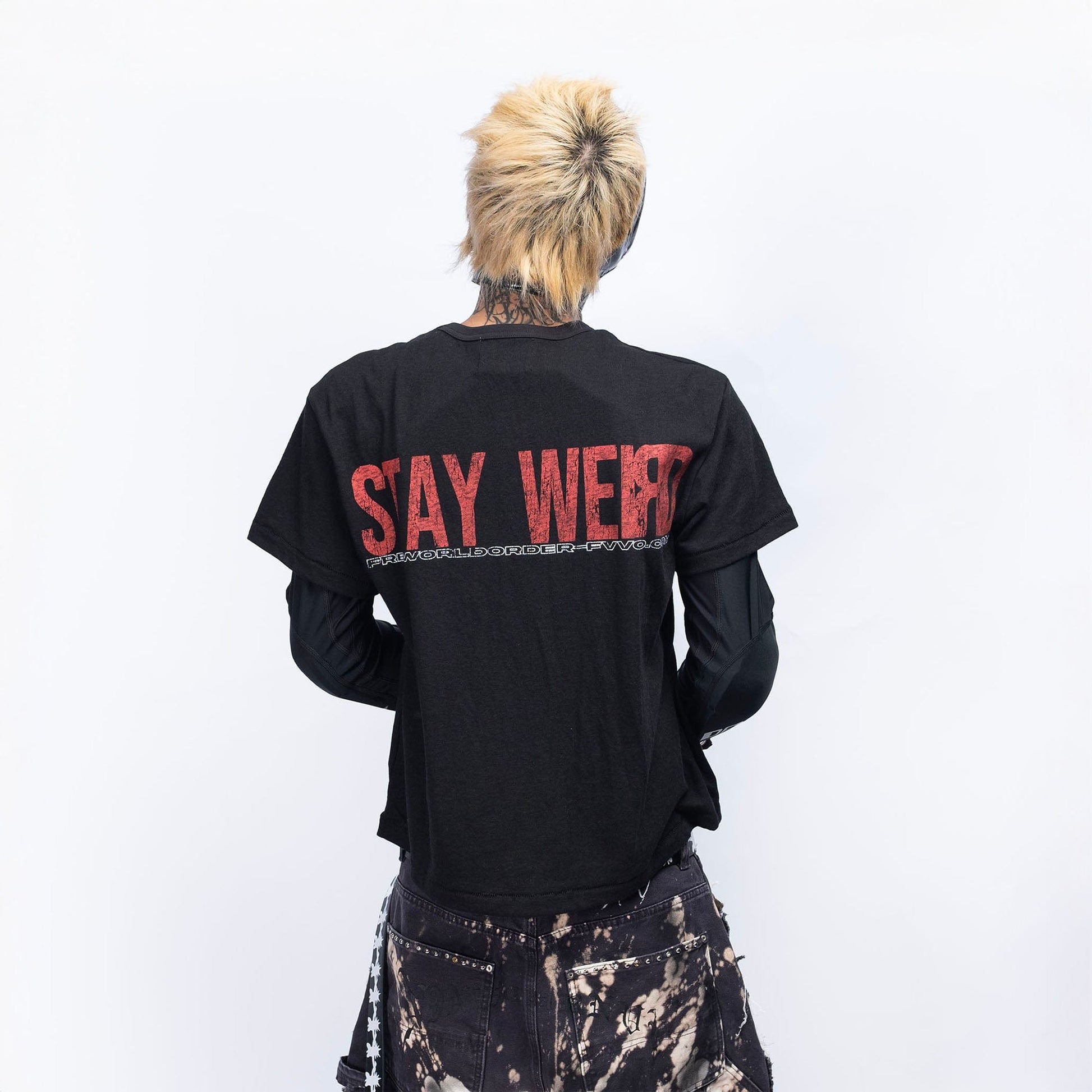 FVVO Stay Weird Graphic Punk T-Shirt-T Shirt-Black-S-Free Shipping Leatheretro