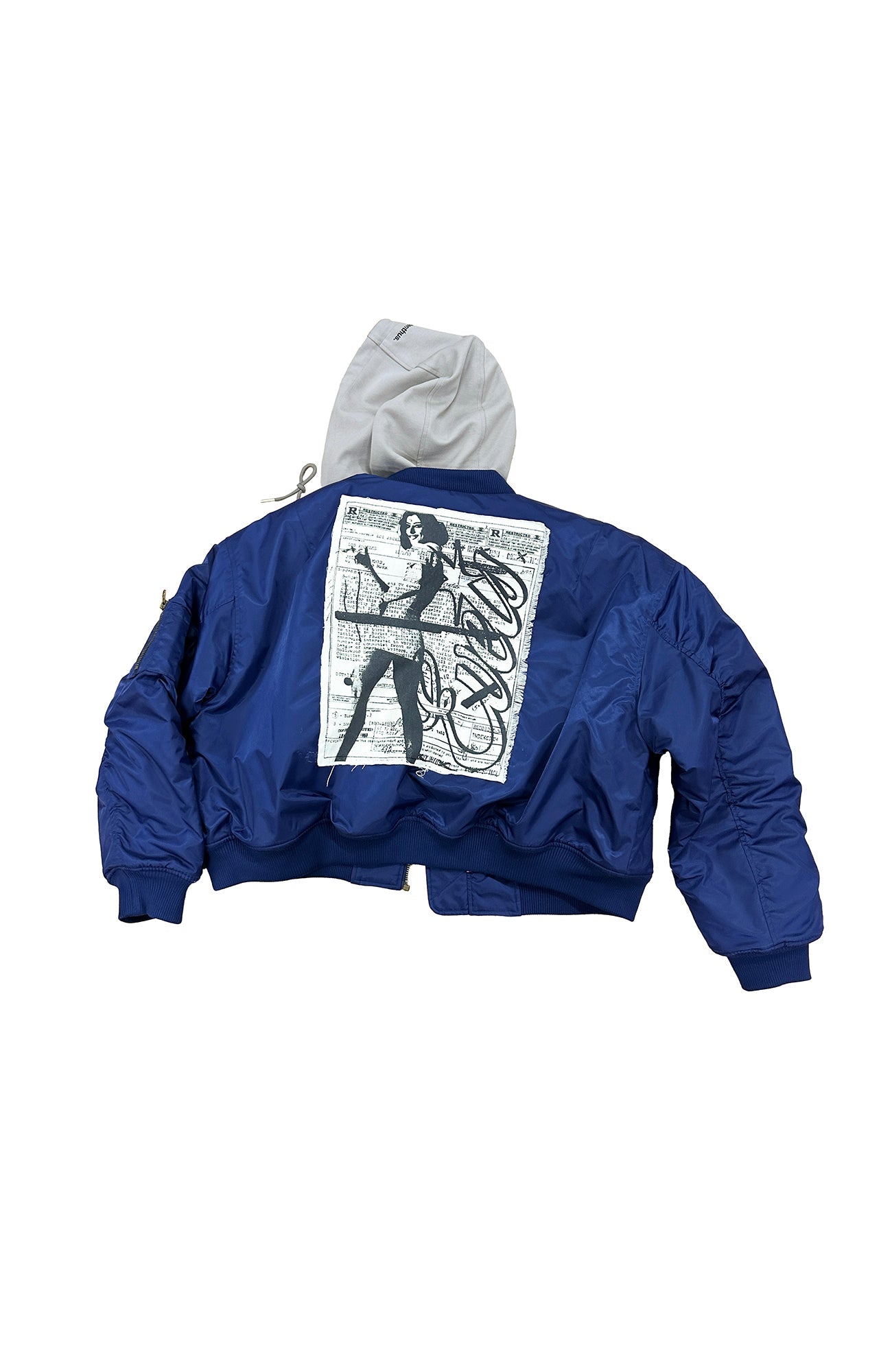 EVETS Graphic Cropped Hooded Bomber-Jacket-S-Free Shipping Leatheretro