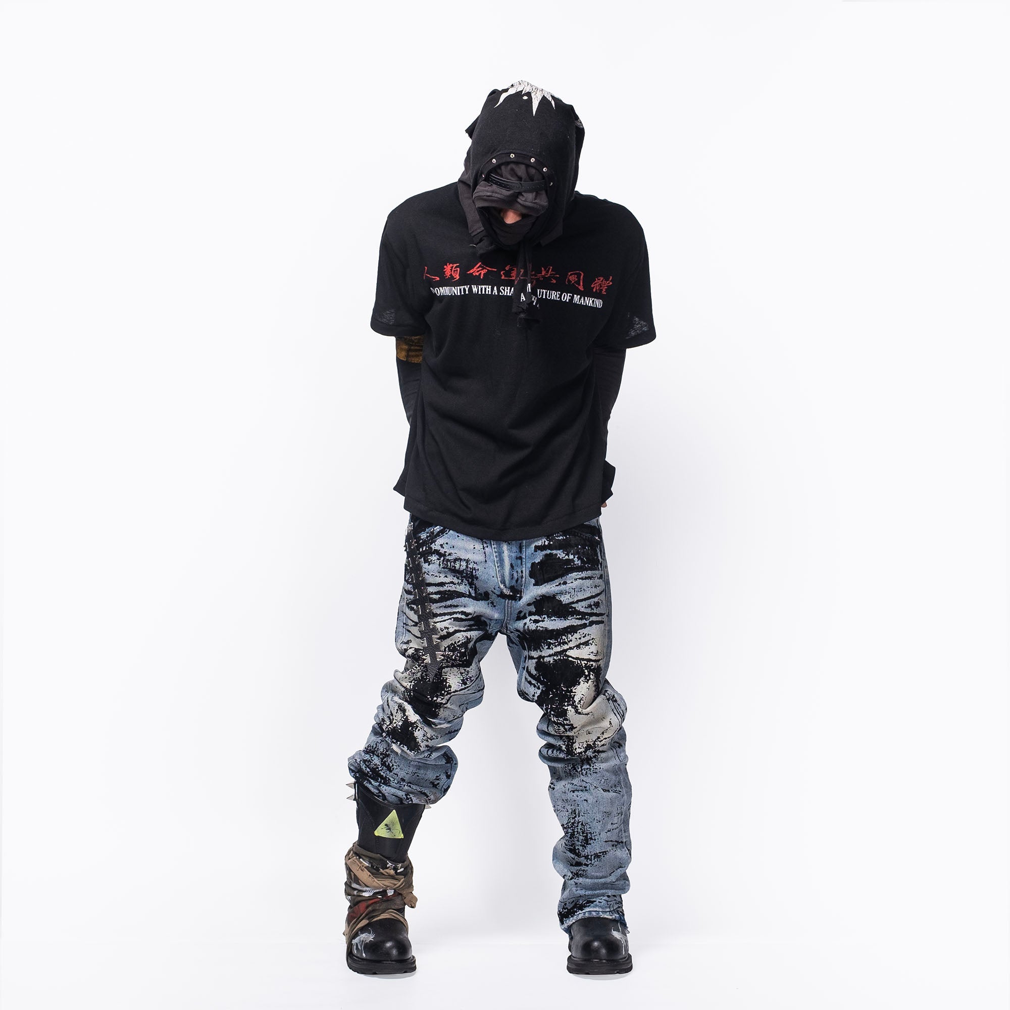 FVVO Distressed Flocked Slant Fly Jeans-Jeans-S-Free Shipping Leatheretro