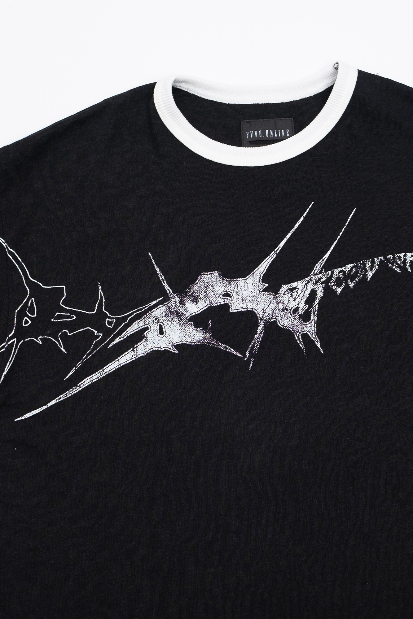 FVVO Slogan Graphic Ringer Tee-T Shirt-S-Free Shipping Leatheretro